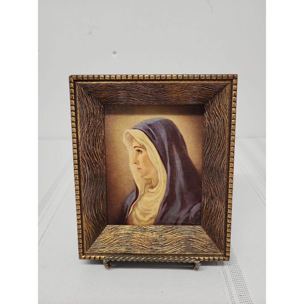VTG Warner Sallman Litho "Mary,Mother Of Christ" Gilt Frame 6.5" X 5.5" 1940's
